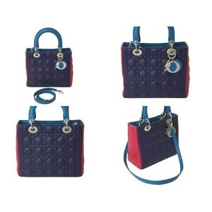 Dior Lambskin Handbag Lady Christian Tricolor